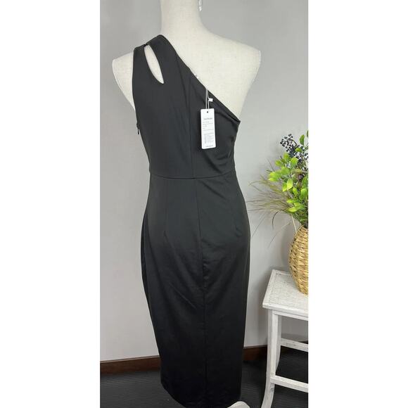 Zalalus Women's Sexy One Shoulder Cutout Ruched Bodycon Sleeveless Slit Size M - Picture 9 of 16